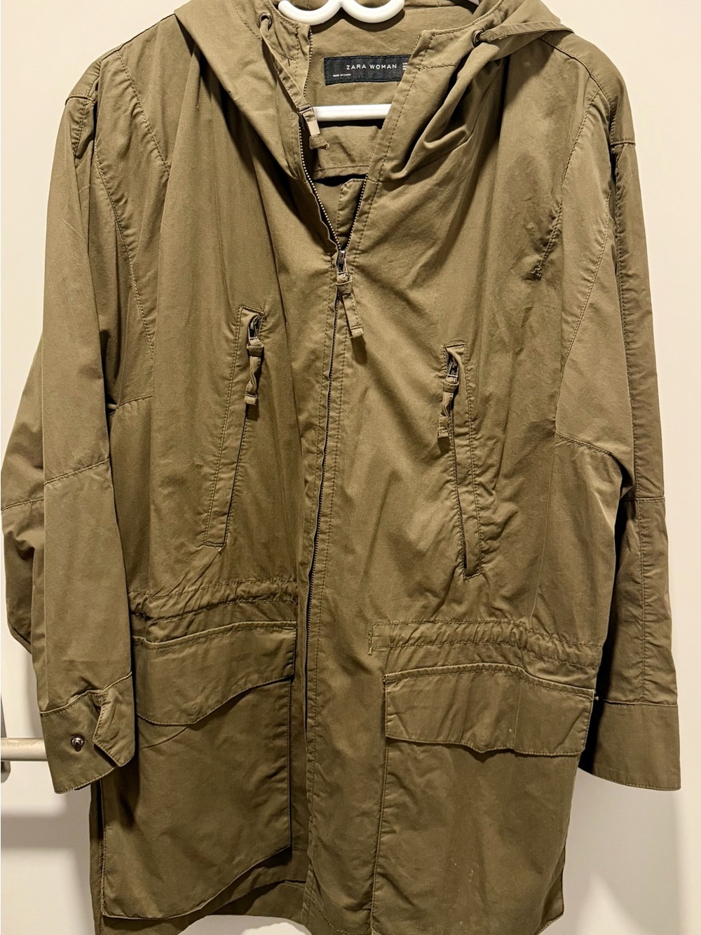 Zara Khaki Hooded Field Jacket